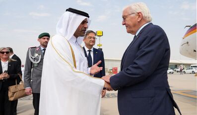 German President Steinmeier Arrives in Doha to Offer Condolences for Father Amir